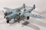 Vintage Lockheed P-38 Lightning Style Light Blue Plane Large 14 1/4" Long Tin Metal Military Airplane