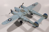 Vintage Lockheed P-38 Lightning Style Light Blue Plane Large 14 1/4" Long Tin Metal Military Airplane