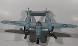 Vintage Lockheed P-38 Lightning Style Light Blue Plane Large 14 1/4" Long Tin Metal Military Airplane
