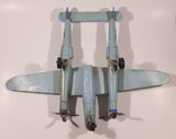 Vintage Lockheed P-38 Lightning Style Light Blue Plane Large 14 1/4" Long Tin Metal Military Airplane