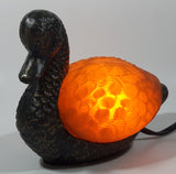 Amber Glass Shelled Bronze Finish Duck Bird Lamp Light