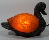 Amber Glass Shelled Bronze Finish Duck Bird Lamp Light