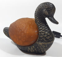 Amber Glass Shelled Bronze Finish Duck Bird Lamp Light