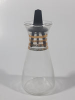 Vintage Oil or Vinegar Glass Cruet Bottle Gold Trimmed 4 1/2" Tall with Black Plastic Stopper