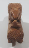 Vintage Gaston Turcotte Quebec Beaver On A Log Handmade Carved Wood 5 1/4" Long Animal Wildlife Sculpture