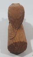 Vintage Gaston Turcotte Quebec Beaver On A Log Handmade Carved Wood 5 1/4" Long Animal Wildlife Sculpture