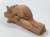 Vintage Gaston Turcotte Quebec Beaver On A Log Handmade Carved Wood 5 1/4" Long Animal Wildlife Sculpture