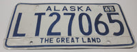 Vintage 1968 Alaska The Great Land White with Blue Letters Vehicle License Plate LT27065