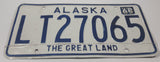 Vintage 1968 Alaska The Great Land White with Blue Letters Vehicle License Plate LT27065