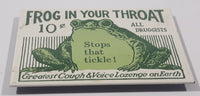 Frog In Your Throat 10 Cents All Druggists "Stops that tickle!" "Greatest Cough & Voice Lozense on Earth" 1 1/2" x 2 1/4" Porcelain Enamel Metal Fridge Magnet