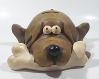 Paolo Chiari Brown Hound Dog With Bone 8" Long Resin Coin Bank