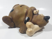 Paolo Chiari Brown Hound Dog With Bone 8" Long Resin Coin Bank