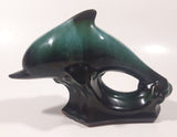 Vintage BMP Blue Mountain Pottery Blue Dolphin Green Drip Glaze 7" Long Wildlife Sculpture