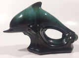 Vintage BMP Blue Mountain Pottery Blue Dolphin Green Drip Glaze 7" Long Wildlife Sculpture