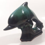 Vintage BMP Blue Mountain Pottery Blue Dolphin Green Drip Glaze 7" Long Wildlife Sculpture