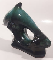 Vintage BMP Blue Mountain Pottery Blue Dolphin Green Drip Glaze 7" Long Wildlife Sculpture