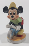 Vintage Walt Disney Productions Mickey Mouse Riding A Bicycle 4" Tall Porcelain Ceramic Figurine