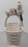 Vintage United Features Syndicate Charles Schulz Peanuts Snoopy 5 1/2" Tall Ceramic White Basket Made in Japan