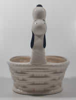 Vintage United Features Syndicate Charles Schulz Peanuts Snoopy 5 1/2" Tall Ceramic White Basket Made in Japan