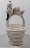 Vintage United Features Syndicate Charles Schulz Peanuts Snoopy 5 1/2" Tall Ceramic White Basket Made in Japan