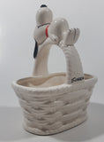 Vintage United Features Syndicate Charles Schulz Peanuts Snoopy 5 1/2" Tall Ceramic White Basket Made in Japan