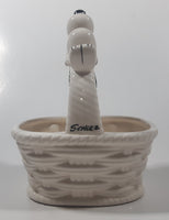 Vintage United Features Syndicate Charles Schulz Peanuts Snoopy 5 1/2" Tall Ceramic White Basket Made in Japan