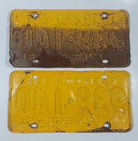 Matching Set of 2 Vintage 1961 Alberta Farm Com. Vehicle Farm Truck Commercial Vehicle Blue Letters Yellow Vehicle License Plate Tag 939 140