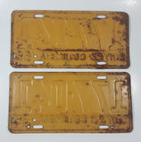 Matching Set of 2 Vintage 1955 British Columbia Black Letters Yellow Vehicle License Plate Tag 177 041