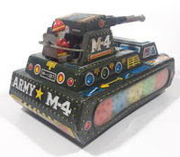 Extremely Rare Vintage c. 1967 Mihashi M-4 Sherman Tank Friction Tin Toy Military Vehicle 7 3/4" Long