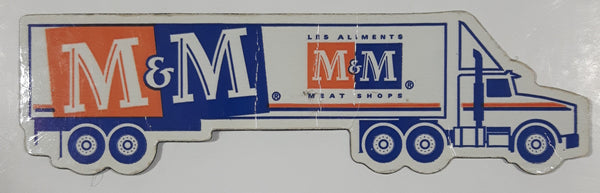 M&M Meat Shops Semi Truck and Trailer Rig 1 1/4" x 4 3/8" Thin Rubber Fridge Magnet