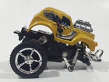 New Ray Monster Truck Gold with Dragons Pull Back Action Die Cast Toy Car Vehicle Missing Front Wheels