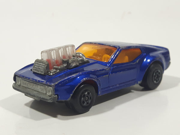 Vintage 1973 Lesney Matchbox Rolamatics Mustang Piston Popper No. 10 Blue Die Cast Toy Muscle Car Vehicle