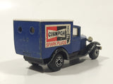 Vintage 1982 Matchbox SuperFast Model A Ford Champion Spark Plugs Blue Die Cast Toy Classic Antique Car Delivery Vehicle