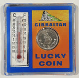 Gibraltar Five Pence 5 Lucky Coin Thermometer 2 3/8" x 2 3/8" Acrylic Fridge Magnet