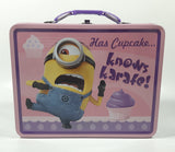 2016 Universal Illumination Entertainment Despicable Me Minions Has Cupcake... Knows Karate! Pink Embossed Tin Metal Lunch Box