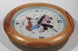 Vintage Lorus Quartz The Walt Disney Company Mickey Mouse and Minnie Mouse 10 3/4" Circular Wood Framed Wall Clock