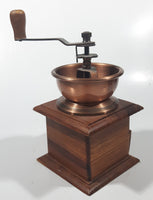 Vintage Style Wood and Copper Toned Metal Coffee Grinder Mill 7 1/2" Tall