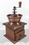 Vintage Style Wood and Copper Toned Metal Coffee Grinder Mill 7 1/2" Tall