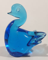 Cute Blue Art Glass Paperweight Swan Bird 3 1/4" Tall