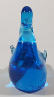 Cute Blue Art Glass Paperweight Swan Bird 3 1/4" Tall