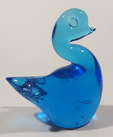 Cute Blue Art Glass Paperweight Swan Bird 3 1/4" Tall