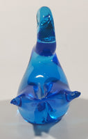 Cute Blue Art Glass Paperweight Swan Bird 3 1/4" Tall