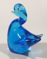 Cute Blue Art Glass Paperweight Swan Bird 3 1/4" Tall