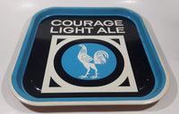 Vintage 1960s Courage Light Ale Beer Rooster Themed Blue Black White 13 5/8" x 13 5/8" Metal Beverage Serving Tray