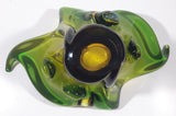 Vintage 1960s Chalet Green and Amber Orange Brown 11 3/4" Art Glass Dish
