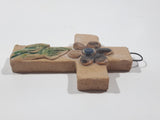 Hecho En Oaxaca Mexico Hand Made Clay Pottery Christian Cross Crucifix 3 1/8" Tall Wall Hanging