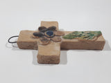 Hecho En Oaxaca Mexico Hand Made Clay Pottery Christian Cross Crucifix 3 1/8" Tall Wall Hanging