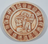 Mexican Folk Art Aztec Mayan Calendar 4 5/8" Handmade Stone Pottery Wall Plaque