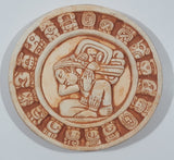 Mexican Folk Art Aztec Mayan Calendar 4 5/8" Handmade Stone Pottery Wall Plaque