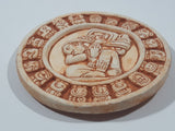 Mexican Folk Art Aztec Mayan Calendar 4 5/8" Handmade Stone Pottery Wall Plaque